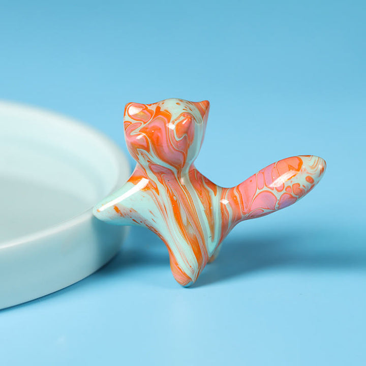 Buddha Stones Mini Lovely Cat Ebony Wood Lacquer Craft Peace Decoration 4*2.2cm(Random Color) - image 9