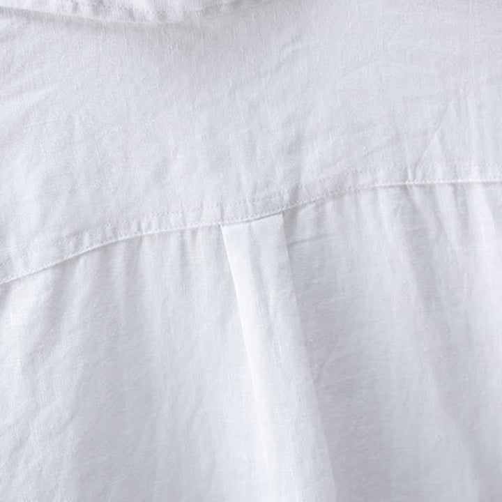 Buddha Stones Spring Minimalist Button-Up Solid Linen Men's Three-Quarter Sleeve Shirt - image 6