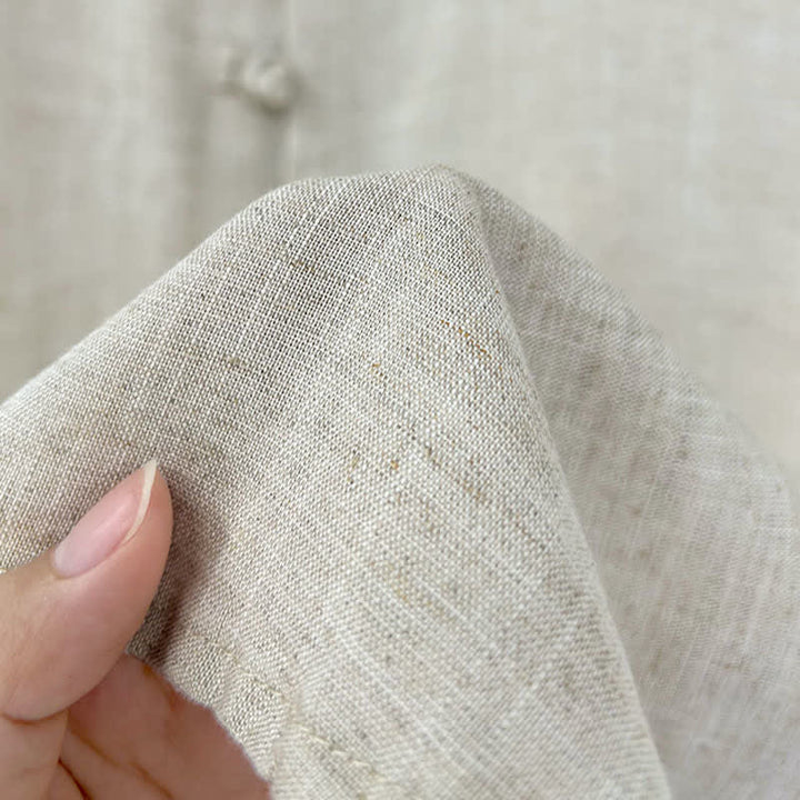 Buddha Stones Summer Minimalist Mandarin Collar Frog Button Solid Men's Short Sleeve Shirt - image 6