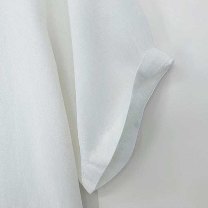 Buddha Stones Summer Minimalist Mandarin Collar Frog Button Solid Men's Short Sleeve Shirt - image 14