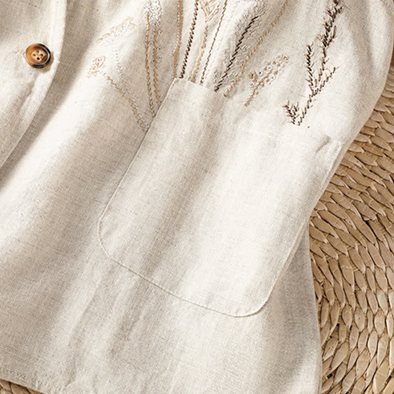 Buddha Stones Summer Embroidery Floral Women's Sleeveless Shirts With Pockets - image 6