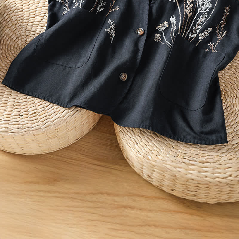 Buddha Stones Summer Embroidery Floral Women's Sleeveless Shirts With Pockets - image 12