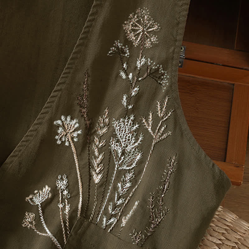 Buddha Stones Summer Embroidery Floral Women's Sleeveless Shirts With Pockets - image 18