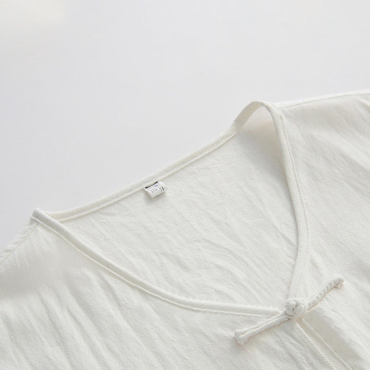 Buddha Stones Summer Tang Style Frog Button Side Slit Hollow Solid Men's Sleeveless Shirts Tank Top With Pockets - image 9