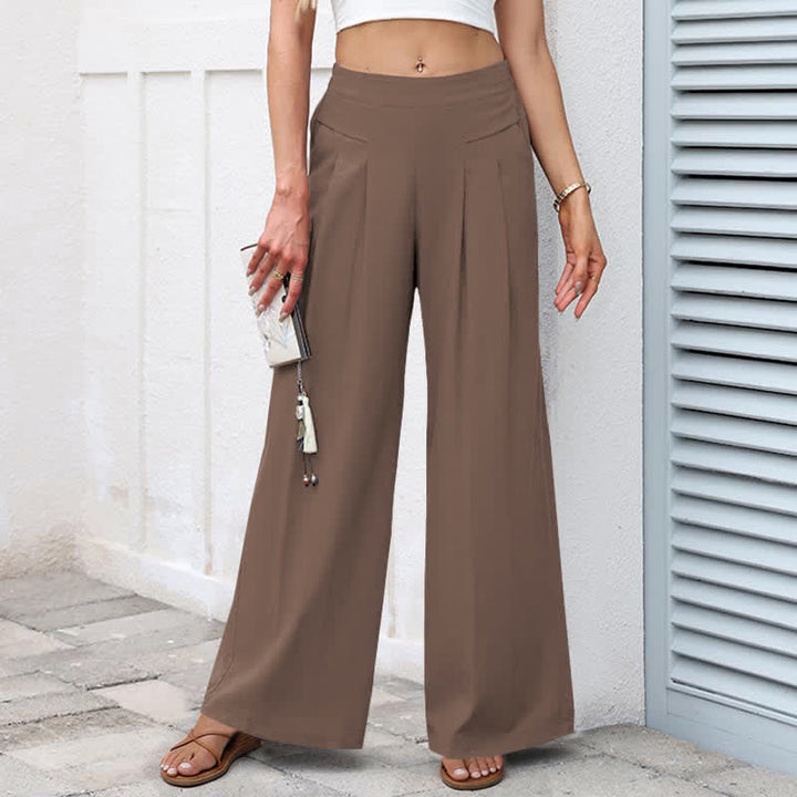 Buddha Stones Plain Color Cotton Linen High Waist Women's Wide Leg Pants With Pockets - Sienna - US16，UK/AU20，EU48 (3XL) - image 9