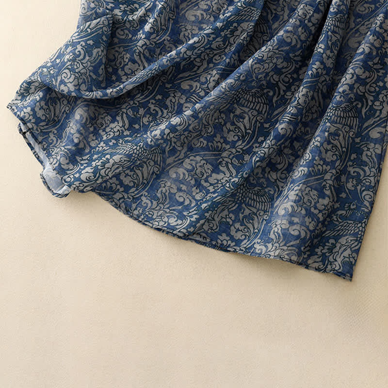 Buddha Stones Summer Drawstring Floral Print Lace-up Women's Skirts With Pockets - image 13