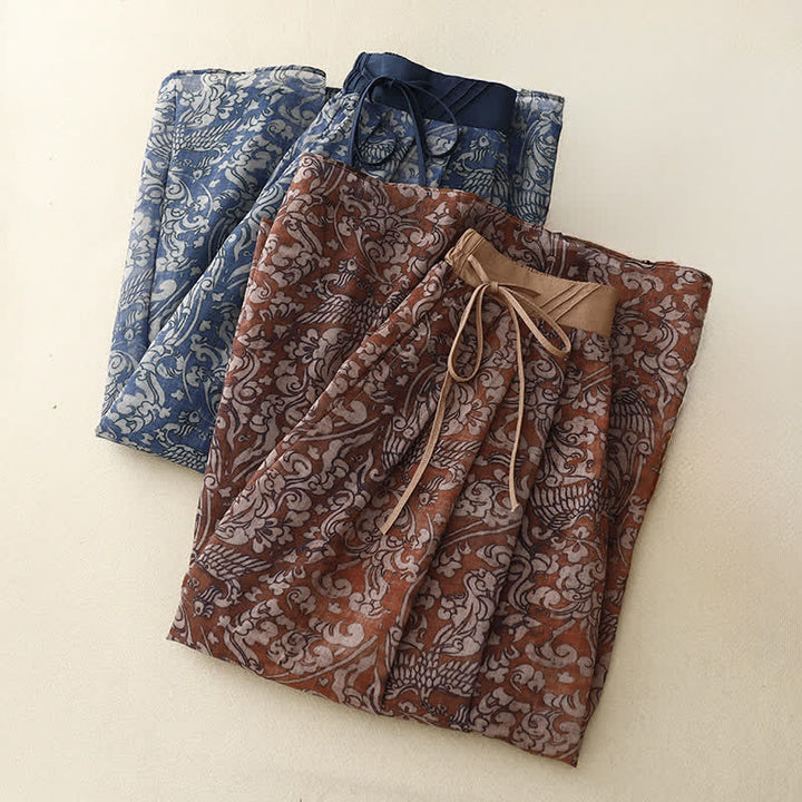Buddha Stones Summer Drawstring Floral Print Lace-up Women's Skirts With Pockets - image 16