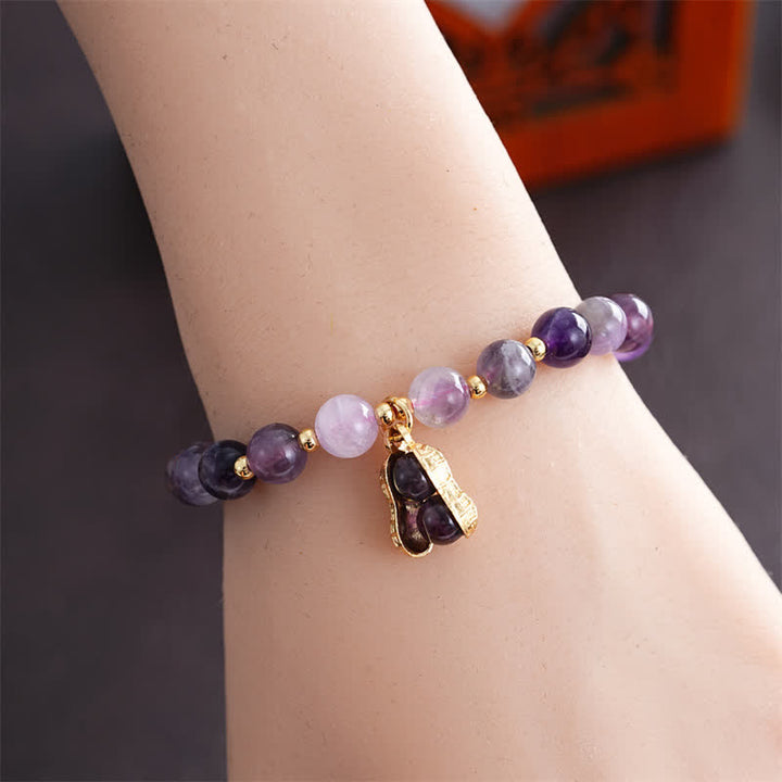 Buddha Stones Natural Amethyst Peanut Good Things Happen Healing Bracelet - image 4