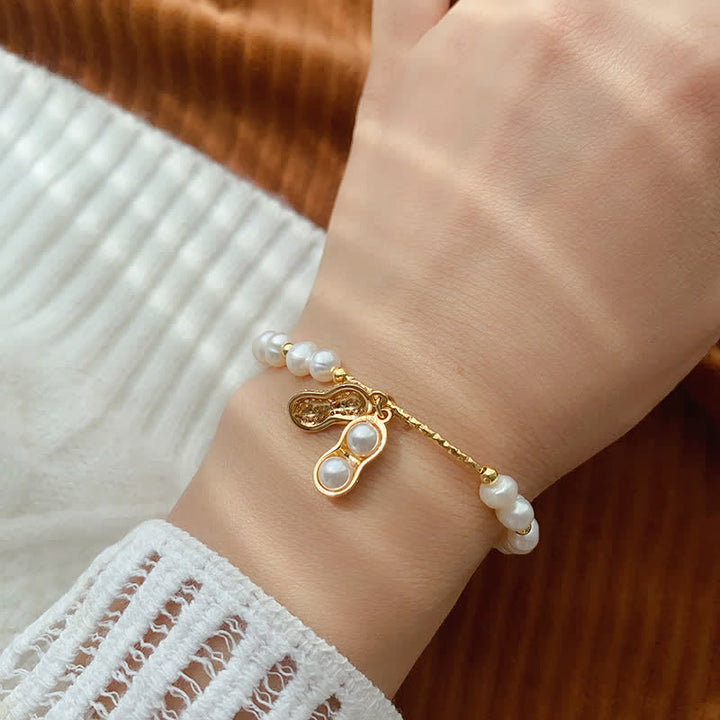 Buddha Stones Pearl Bead Peanut Good Things Happen Wisdom Bracelet - image 4