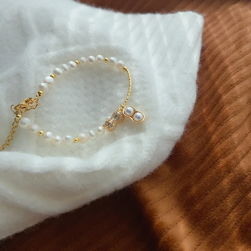 Buddha Stones Pearl Bead Peanut Good Things Happen Wisdom Bracelet - image 3