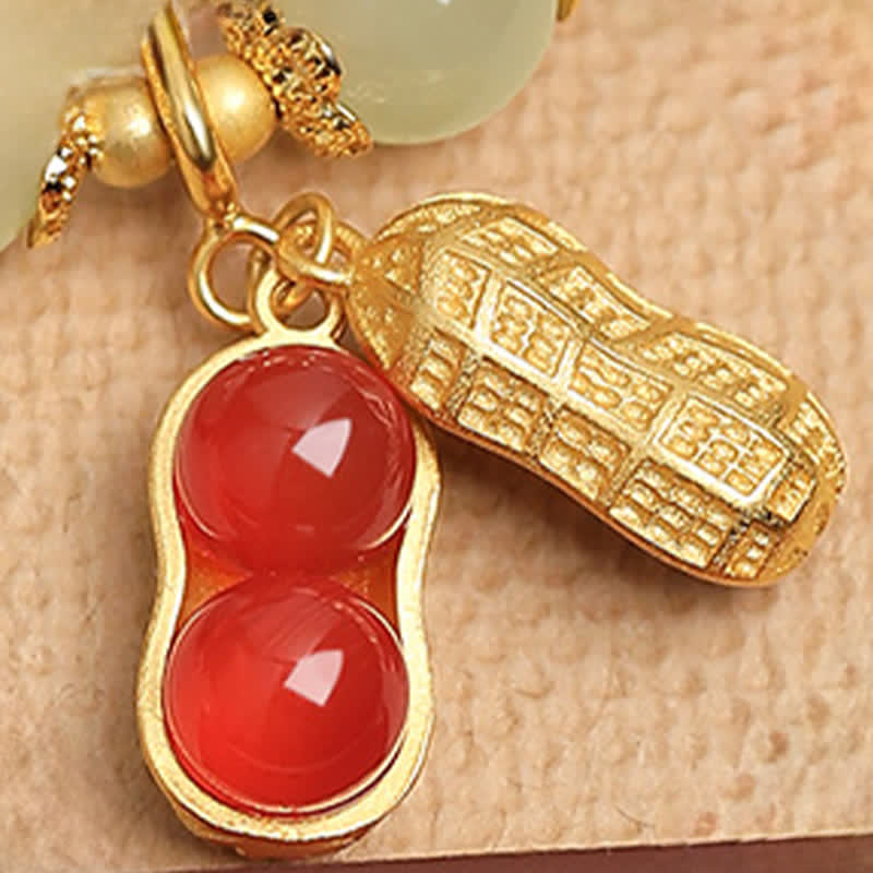 Buddha Stones Natural Cinnabar Fu Character Peanut Good Things Happen Blessing Bracelet - image 9