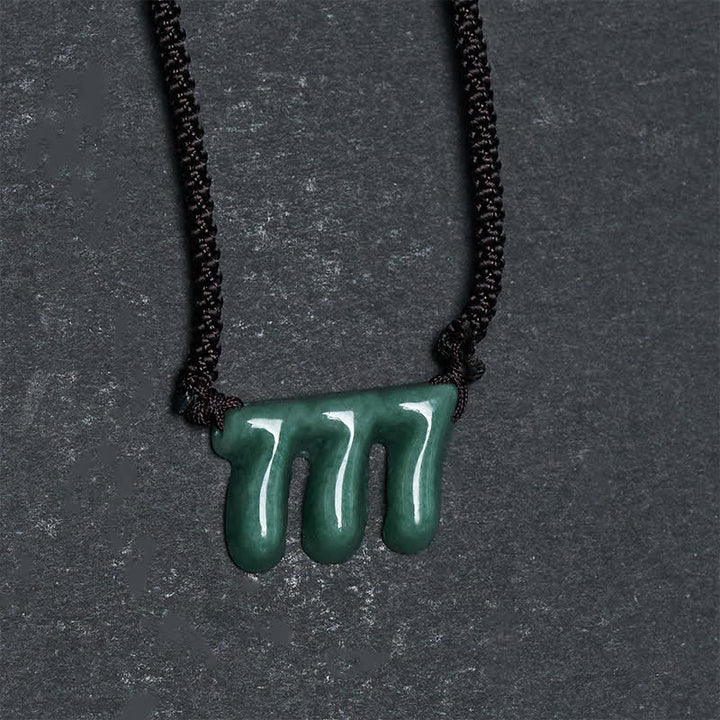 Buddha Stones Natural Green Jade 777 Angel Number Prosperity Necklace Pendant - image 7