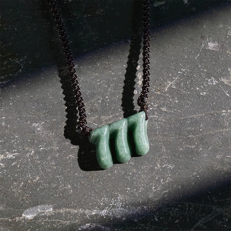 Buddha Stones Natural Green Jade 777 Angel Number Prosperity Necklace Pendant - image 4