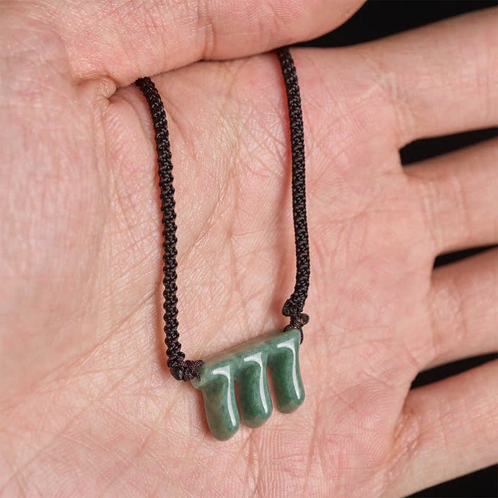 Buddha Stones Natural Green Jade 777 Angel Number Prosperity Necklace Pendant - image 8