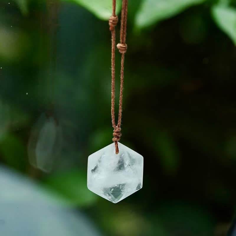 Buddha Stones Star of David Carving Clear Quartz Indian Agate Amethyst Healing Necklace Pendant - Clear Quartz - image 0