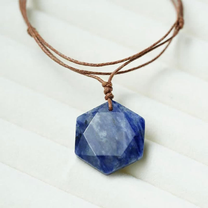 Buddha Stones Star of David Carving Clear Quartz Indian Agate Amethyst Healing Necklace Pendant - Sodalite - image 7