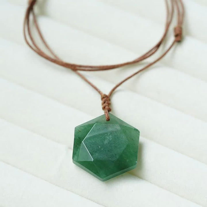 Buddha Stones Star of David Carving Clear Quartz Indian Agate Amethyst Healing Necklace Pendant - Green Aventurine - image 10