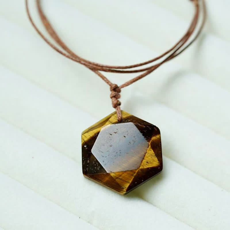 Buddha Stones Star of David Carving Clear Quartz Indian Agate Amethyst Healing Necklace Pendant - Tiger's Eye - image 22