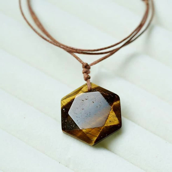 Buddha Stones Star of David Carving Clear Quartz Indian Agate Amethyst Healing Necklace Pendant - Tiger's Eye - image 22