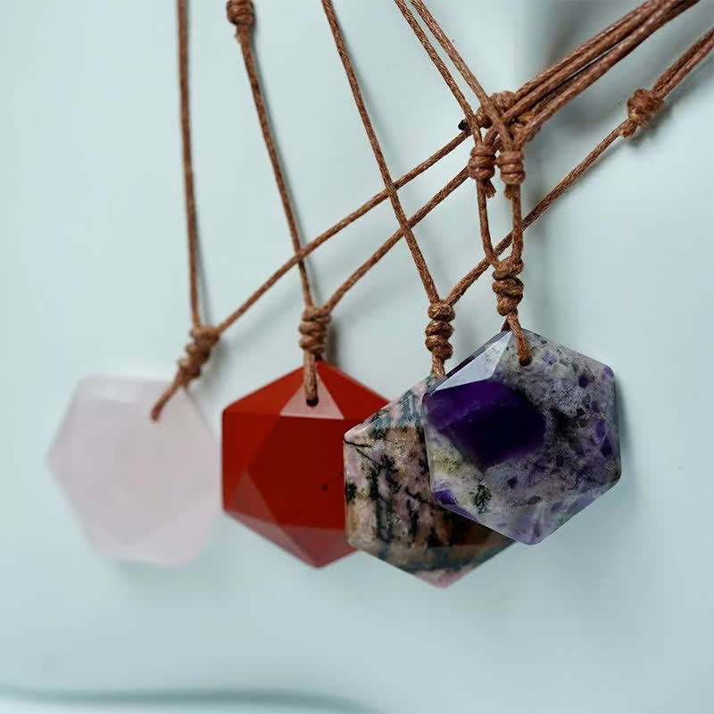 Buddha Stones Star of David Carving Clear Quartz Indian Agate Amethyst Healing Necklace Pendant - image 30