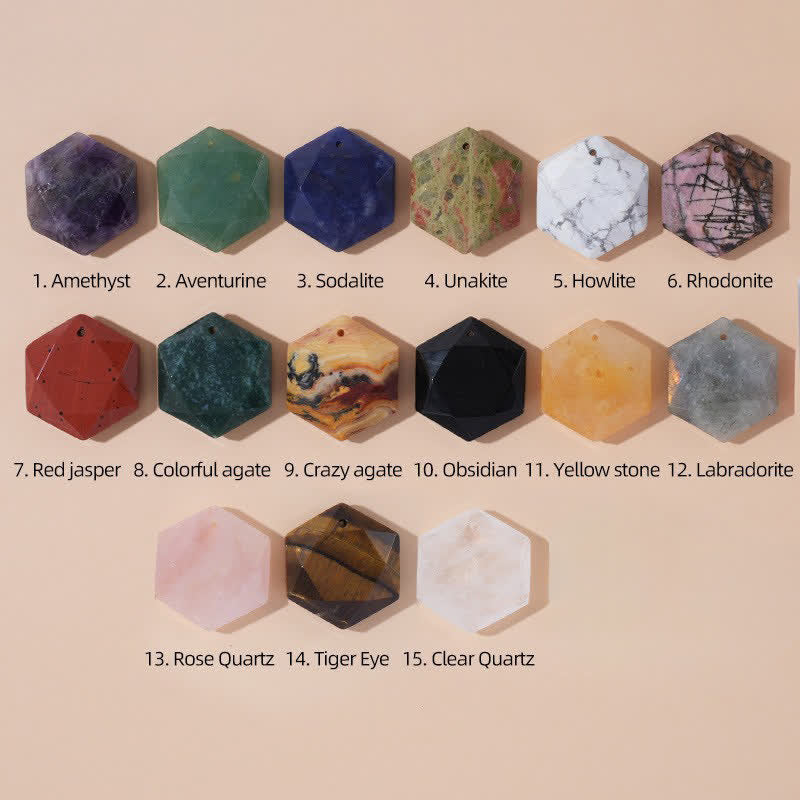 Buddha Stones Star of David Carving Clear Quartz Indian Agate Amethyst Healing Necklace Pendant - image 32