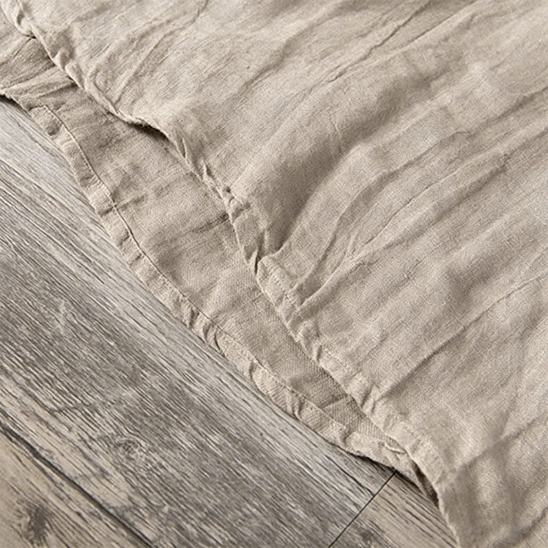 Buddha Stones Summer Half Buttons Rolled Sleeves Design Cotton Linen Men's Short Sleeve Shirt - image 12