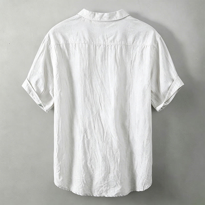 Buddha Stones Summer Half Buttons Turn-Down Collar Design Cotton Linen Men's Short Sleeve Shirt - image 15