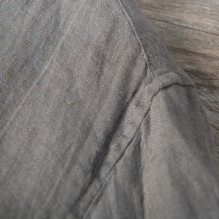 Buddha Stones Summer Half Buttons Turn-Down Collar Design Cotton Linen Men's Short Sleeve Shirt - image 4