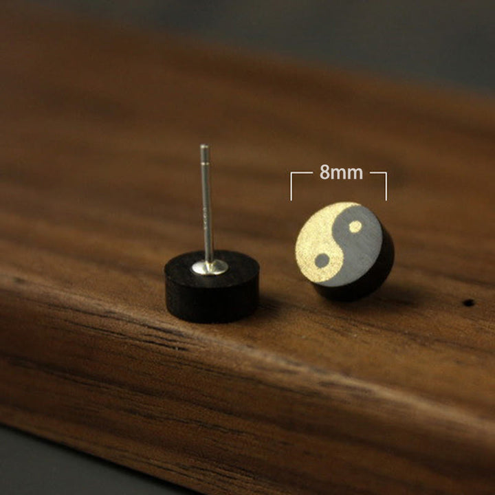 Buddha Stones Ebony Wood Yin Yang Balance Stud Earrings - image 3