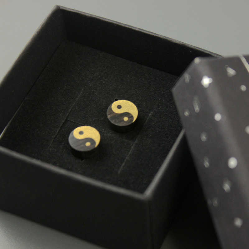 Buddha Stones Ebony Wood Yin Yang Balance Stud Earrings - image 13