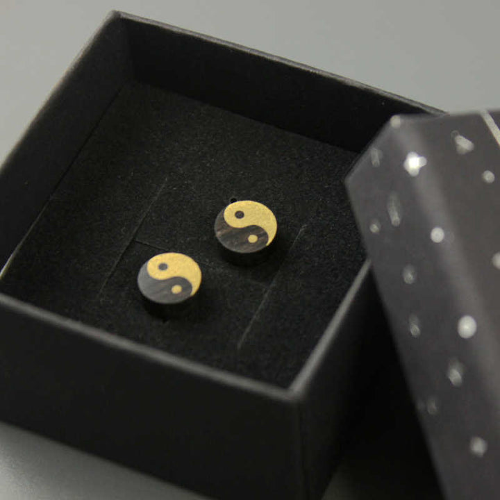 Buddha Stones Ebony Wood Yin Yang Balance Stud Earrings - image 13