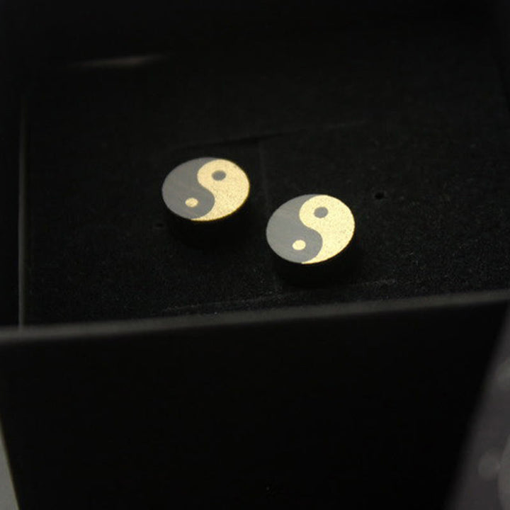 Buddha Stones Ebony Wood Yin Yang Balance Stud Earrings - image 12