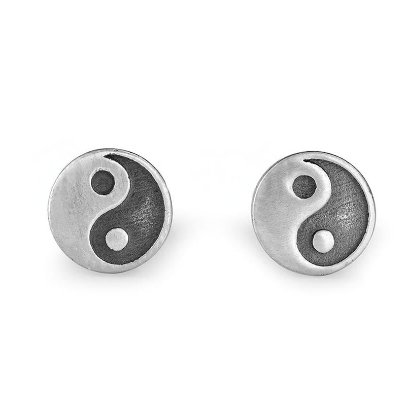 Buddha Stones 925 Sterling Silver Yin Yang Balance One Stud Earring - image 5