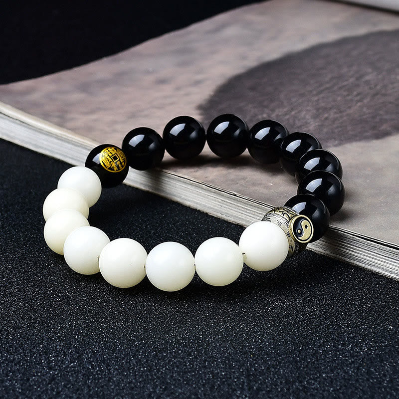 Buddha Stones Black Obsidian Bodhi Seed Yin Yang Nine-Character Mantra Mountain Ghosts Spend Money Strength Bracelet - image 2