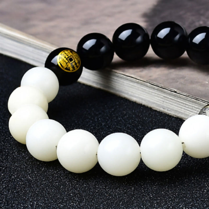 Buddha Stones Black Obsidian Bodhi Seed Yin Yang Nine-Character Mantra Mountain Ghosts Spend Money Strength Bracelet - image 4