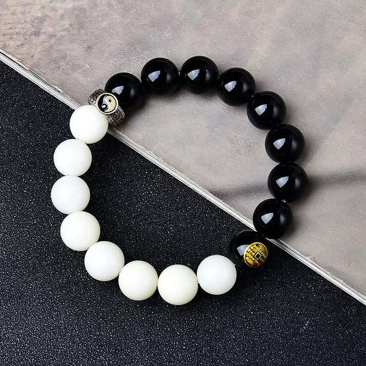 Buddha Stones Black Obsidian Bodhi Seed Yin Yang Nine-Character Mantra Mountain Ghosts Spend Money Strength Bracelet - image 3