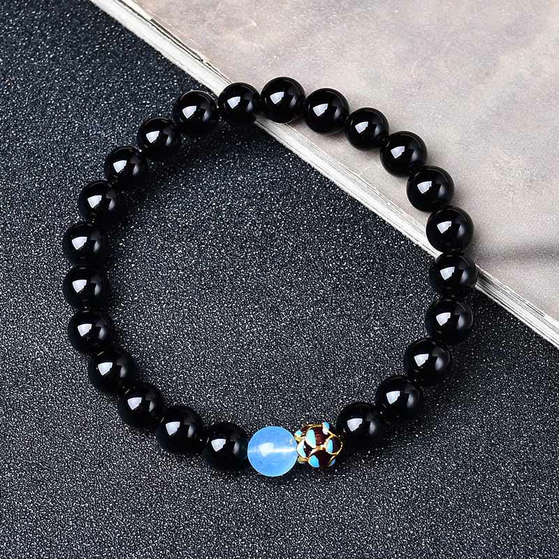 Buddha Stones Natural Black Obsidian Lotus Purification Bracelet - Black Obsidian - 10mm(Wrist Circumference: 16-17cm) - image 1