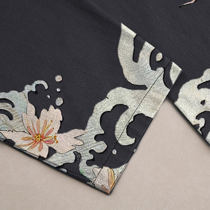 Buddha Stones Cotton Oriental Dragon Lotus Pattern Men's Tapered Pants With Pockets - image 3