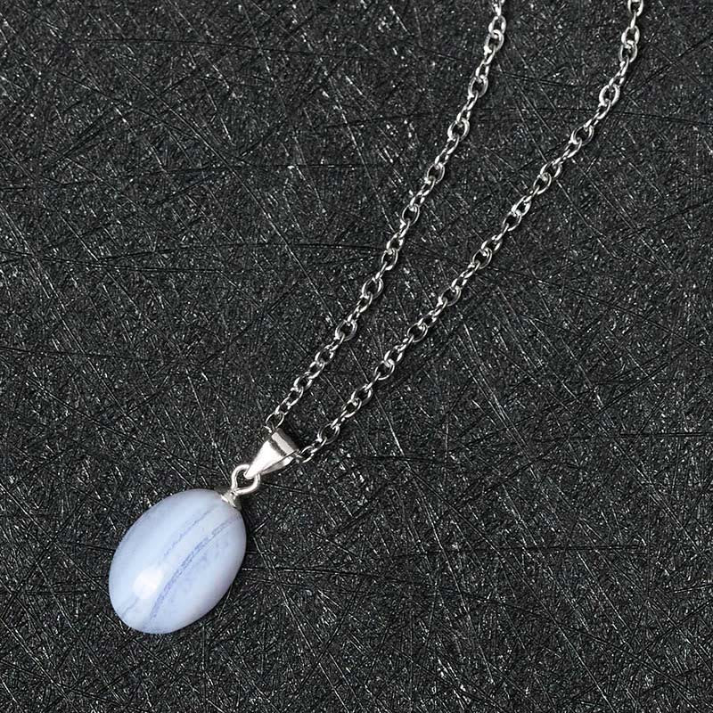 Buddha Stones Natural Blue Lace Agate Clarity Chain Necklace Pendant - image 4