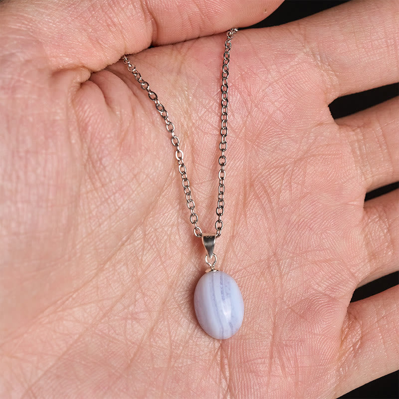 Buddha Stones Natural Blue Lace Agate Clarity Chain Necklace Pendant - image 5