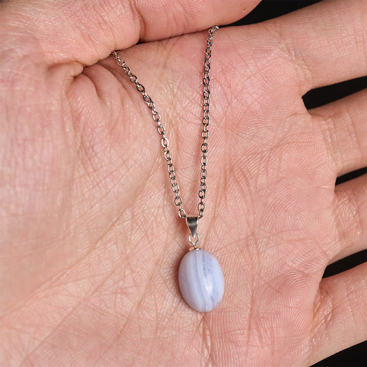 Buddha Stones Natural Blue Lace Agate Clarity Chain Necklace Pendant - image 5
