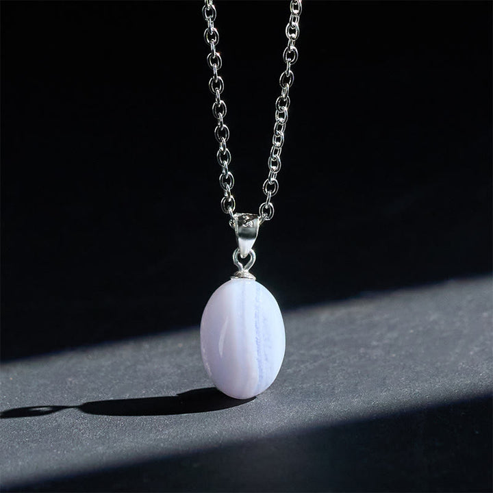 Buddha Stones Natural Blue Lace Agate Clarity Chain Necklace Pendant - image 2