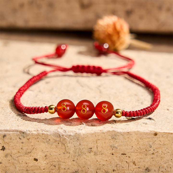 Buddha Stones Angel Number Red String Red Agate Beads Luck Braided Adjustable Bracelet - 888 Angel Number - Red String(Wrist Circumference 15-22cm) - image 22
