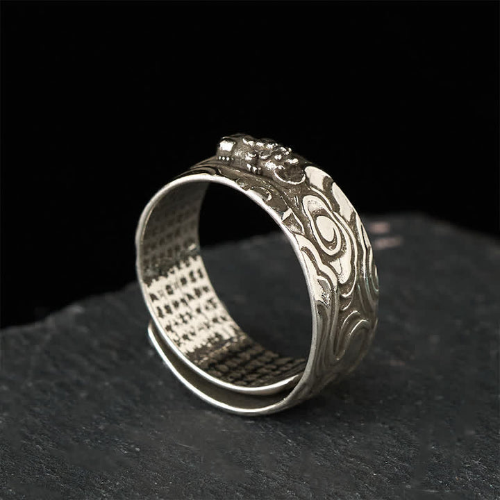 Buddha Stones Pixiu Heart Sutra Copper Adjustable Wealth Ring - image 9