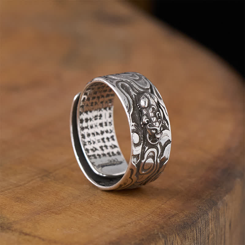 Buddha Stones Pixiu Heart Sutra Copper Adjustable Wealth Ring - image 11