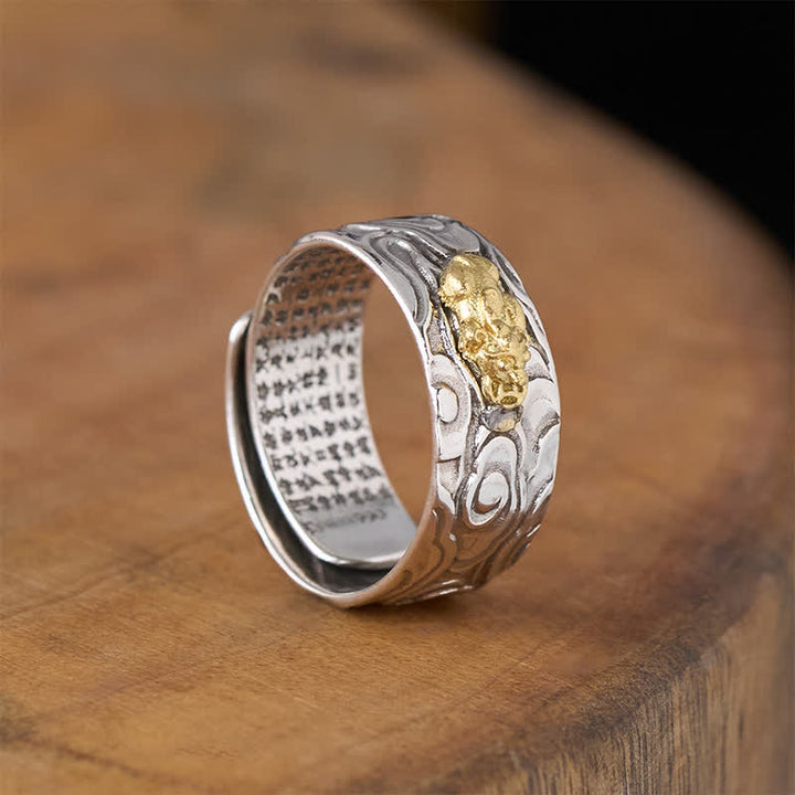 Buddha Stones Pixiu Heart Sutra Copper Adjustable Wealth Ring - image 4