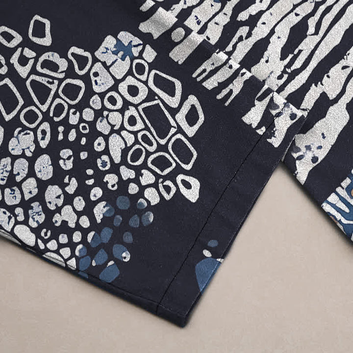 Buddha Stones Cotton Geometric Patchwork Pattern Men's Tapered Pants With Pockets - image 3