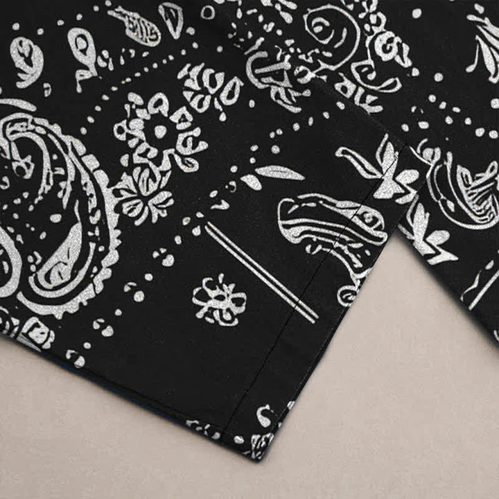 Buddha Stones Cotton Cashew Flowers Paisley Pattern Men's Tapered Pants With Pockets - image 3