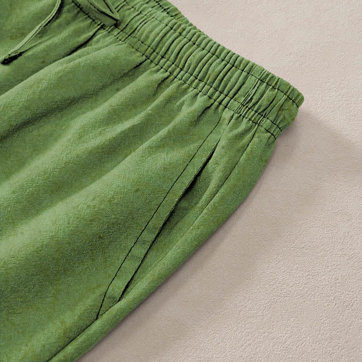 Buddha Stones Cotton Bamboo Leaves Ink Pattern Men's Tapered Pants With Pockets - image 2