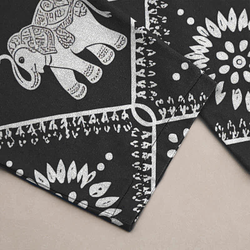 Buddha Stones Cotton Elephant Mandala Pattern Men's Tapered Pants With Pockets - image 3